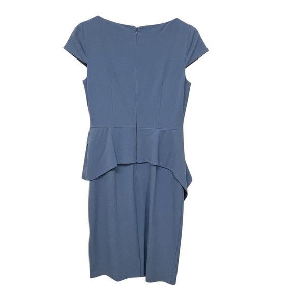 Vince Camuto Blue Cap Sleeve Asymmetrical Dress With Peplum Pencil Skirt- Size 4 - Picture 7 of 15
